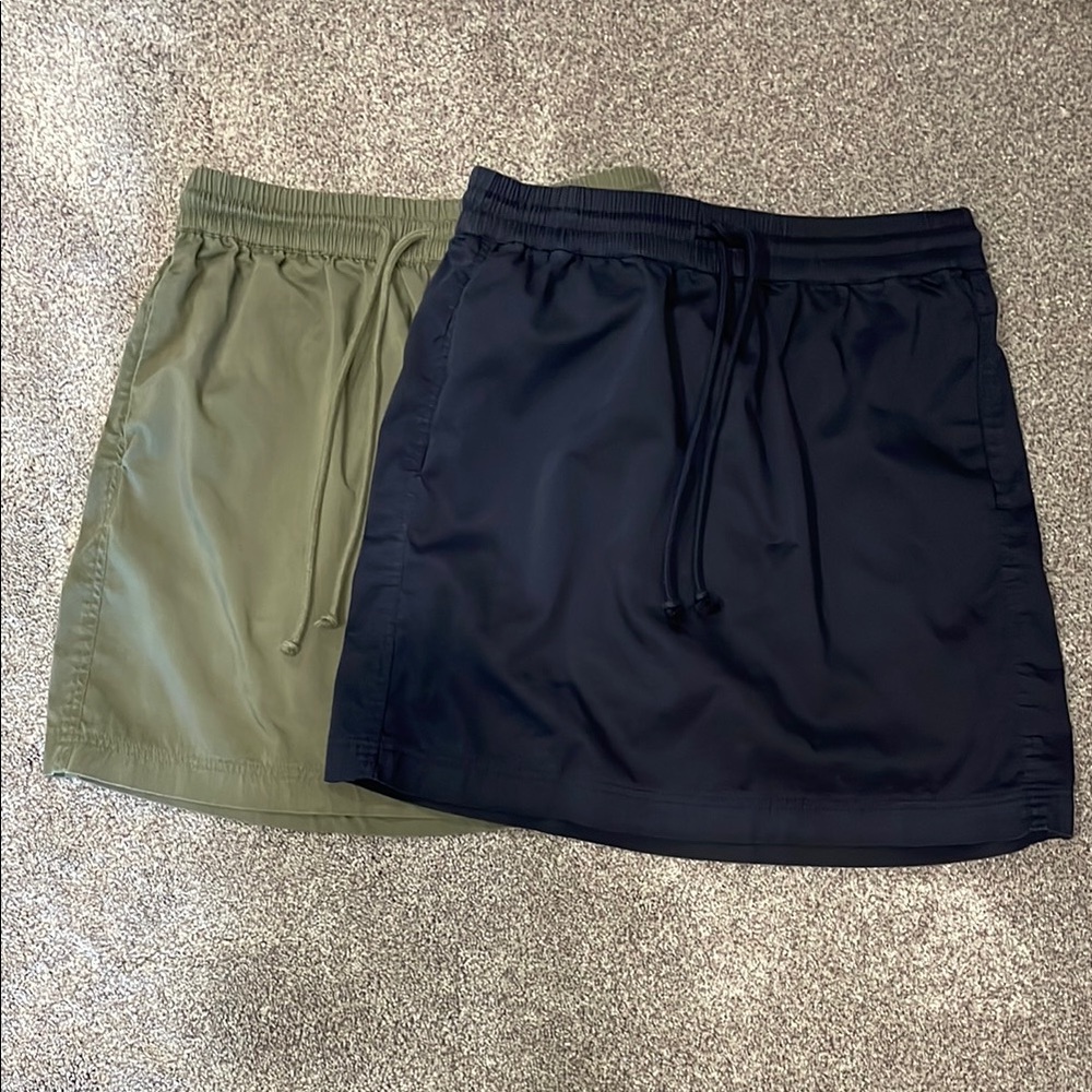 Green and Blue Mini Cargo Skirt Set for Casual Wear